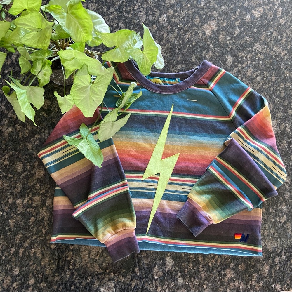 AVIATOR NATION SERAPE BOLT STITCH CROPPED CREW